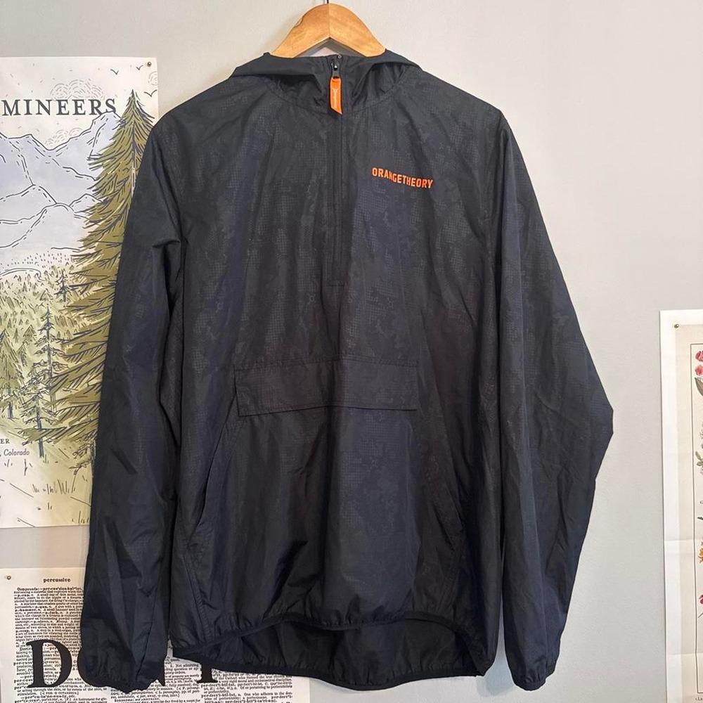 Orangetheory Fitness Lightweight Windbreaker Pullover Jacket Black